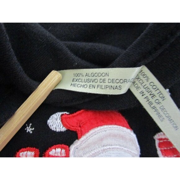 CHRISTMAS Top T-Shirt Medium HO HO HO Bling Long Sleeve Santa Wreath Embellished - Picture 6 of 10